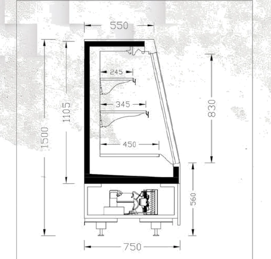 ELITE HALF PLUS SD 75-150 teknik kesit çizimi