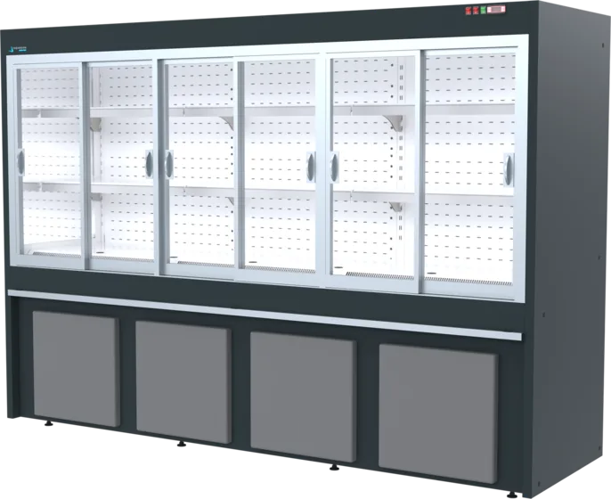 Elite Storage SD Dikey Reyon — Duvar Tipi Isıcamlı Sürgü Kapılı Depolu Yarı Dikey Soğutucu Reyon